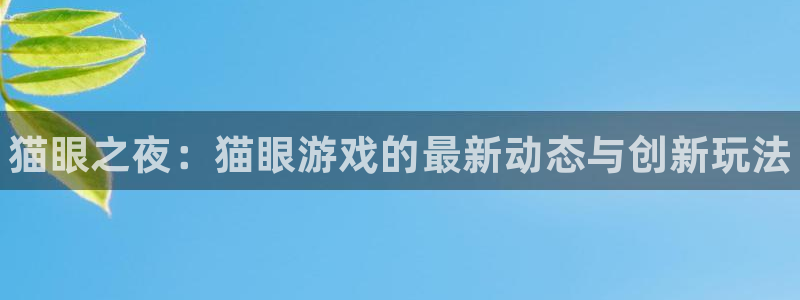奇亿娱乐登陆：猫眼之夜：猫眼游戏的最新动态与创新玩法